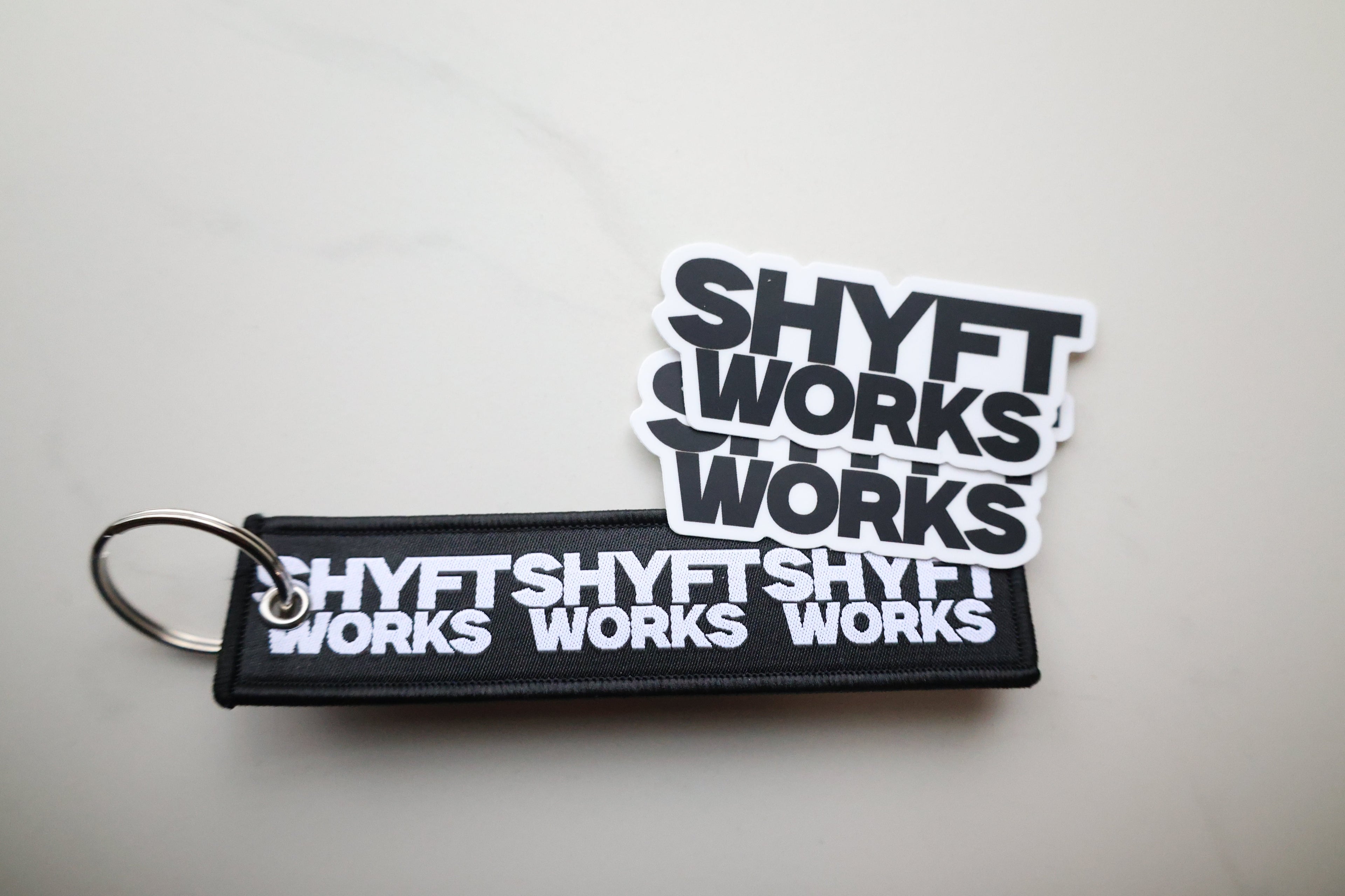SHYFTWORKS Keychain and Sticker pack