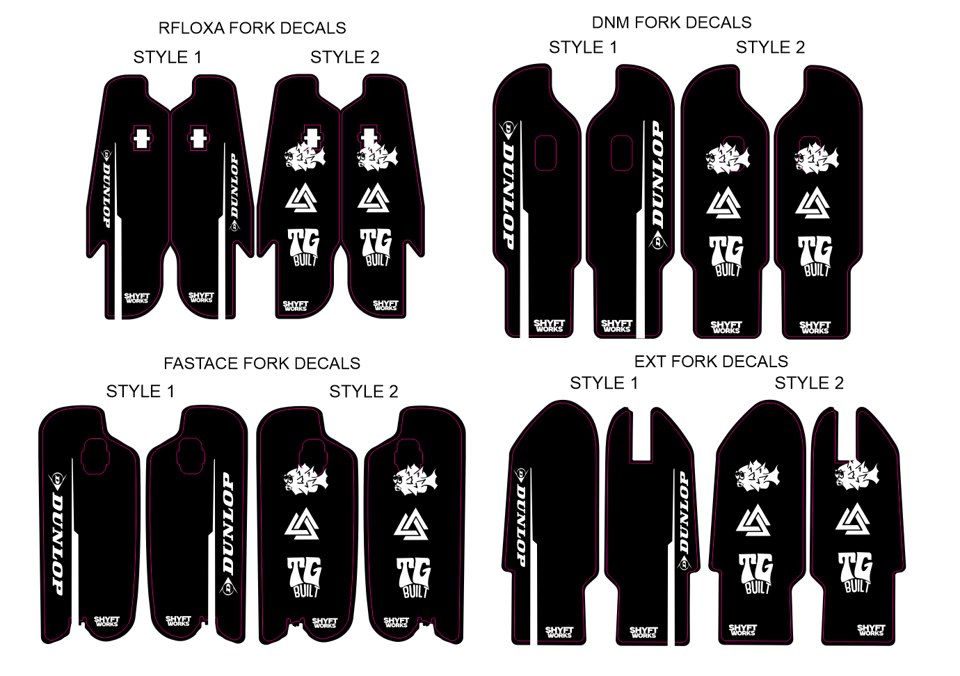 Shyftworks Pre-Designed Fork Decals