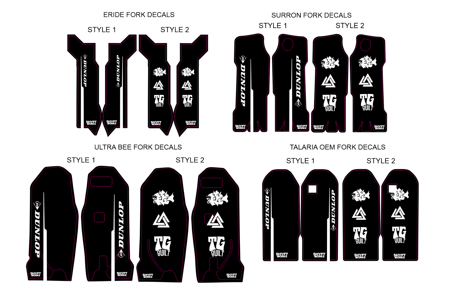 Shyftworks Pre-Designed Fork Decals