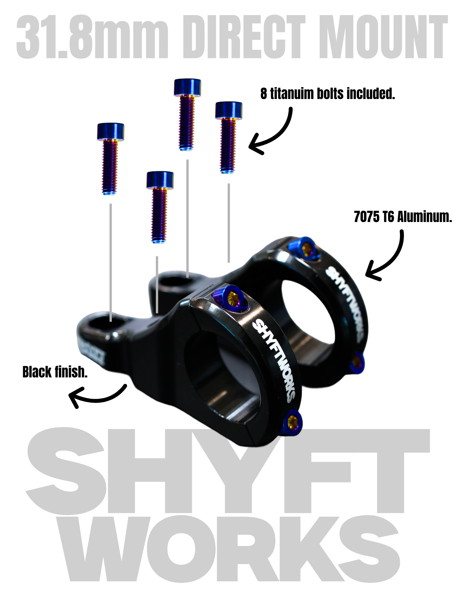 SHYFTWORKS Direct Stem 31.8 V1 (FREE TITANIUM BOLTS)
